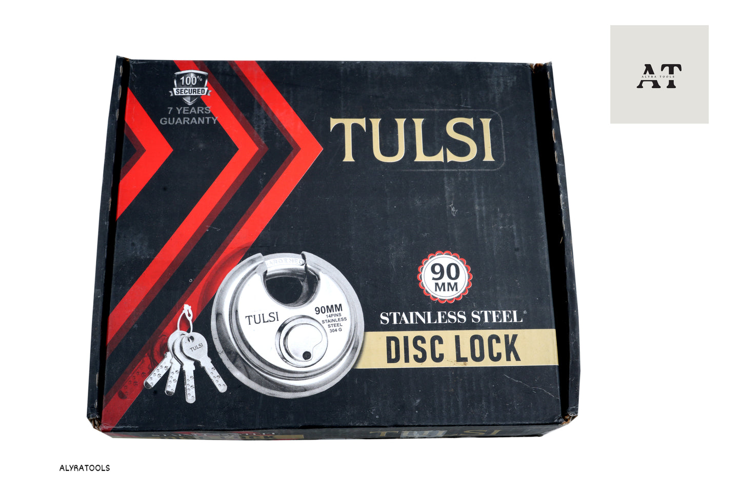 Tulsi 90mm Stainless Steel Disc Lock | Heavy-Duty Security Lock {PACK OF 4}