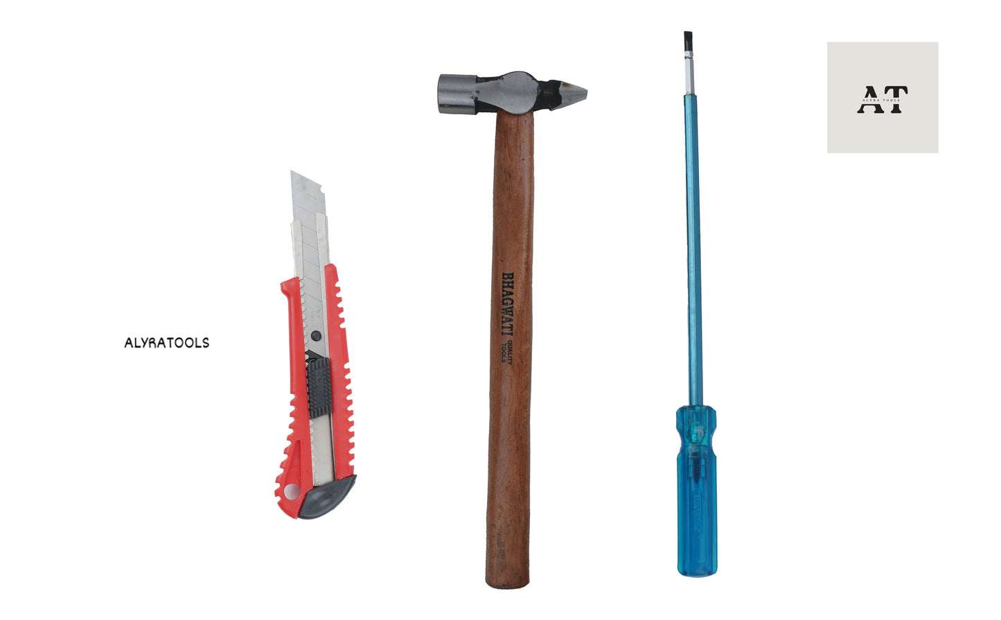 Alyra Tools 3-Piece Essential Hand Tool Set – Cutter, Hammer & Screwdriver