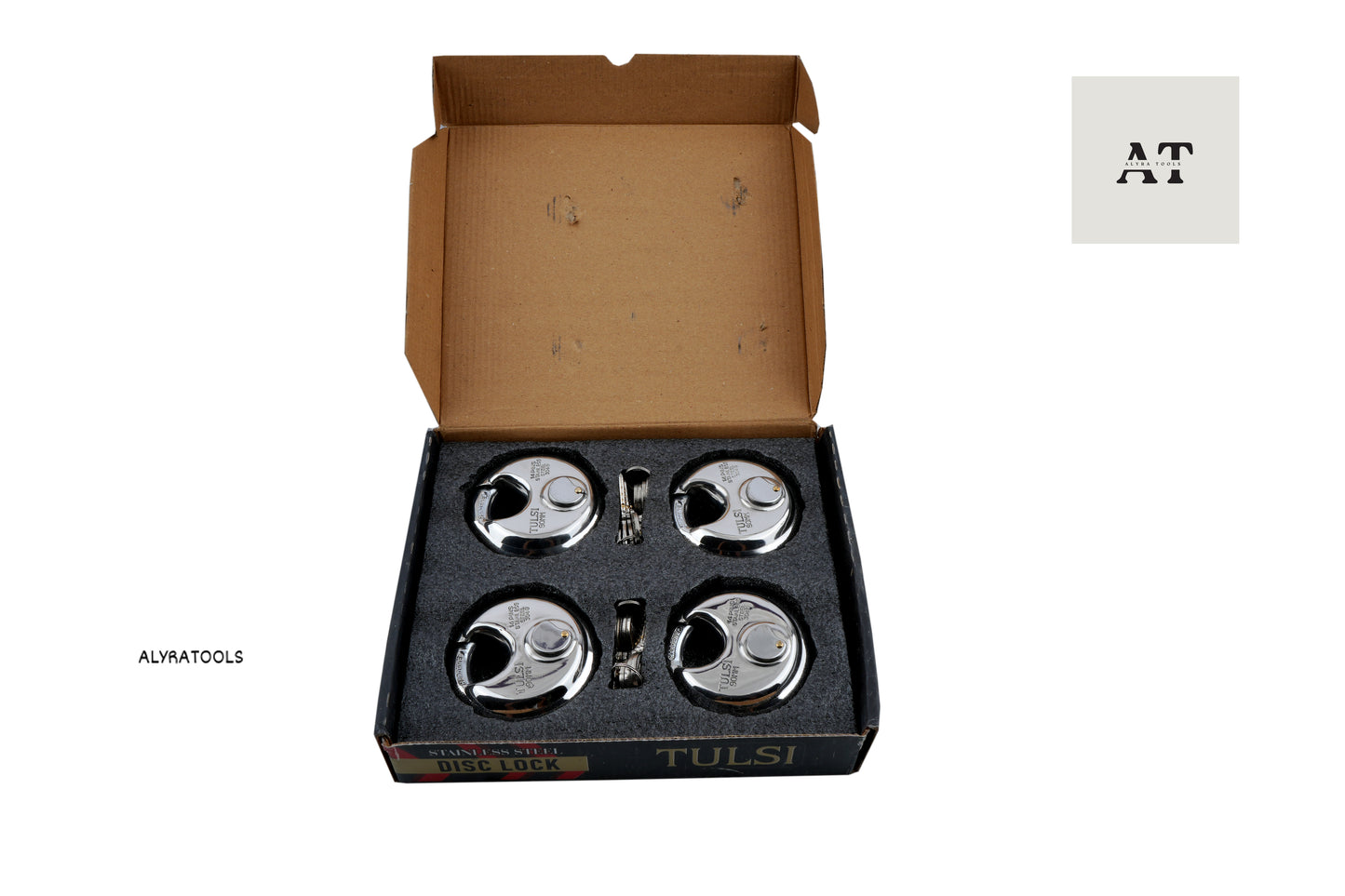 Tulsi 90mm Stainless Steel Disc Lock | Heavy-Duty Security Lock {PACK OF 4}